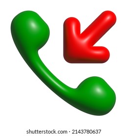 3D Call In For Icon, Buttons Missed Call, 3D Illustration