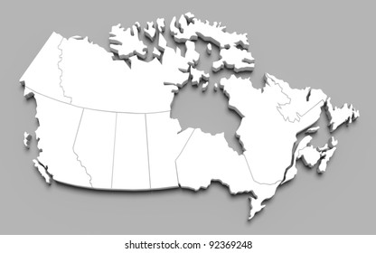 3d Canada Map On Gray Isolated