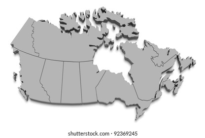 3d Canada Map On White Isolated