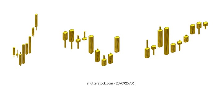 3d Candle Gold Stick Chart Investment With White Background