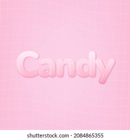 3D Candy In Word In Pink Bubble Gum Text Style