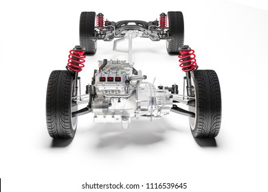 3d Car Chassis With Motor And Suspension