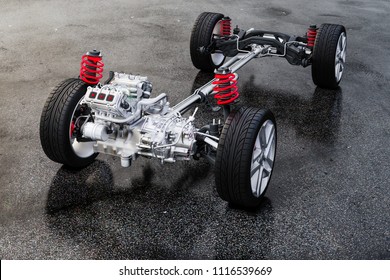 3d Car Chassis With Motor And Suspension