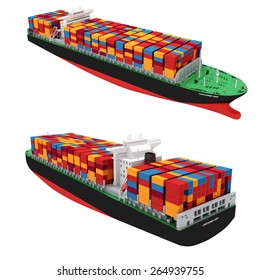 3d Cargo Container Ship On White Background