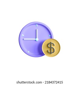 3D Cartoon Alarm Clock And Coins Time Is Money Concept Tax Time Reminder Business Investments, Earnings And Financial Savings Fast Money Quick Loan 3D Rendering