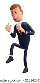 3D Cartoon Businessman With Thief Or Sneaky Walk Gesture. Businessman 3D Character. Suitable To Use For Power Point Presentation, Social Media, Print, Or Any Design Purpose. 