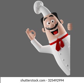 3d cartoon character, 3D funny cartoon character, merry cook icon, isolated no background, gourmet chef man, cooking figure