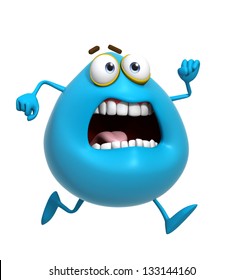 3d Cartoon Cute Blue Monster Run