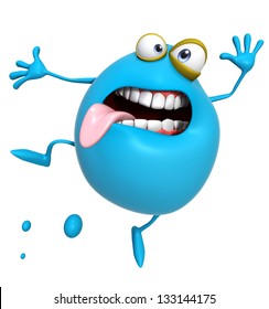 3d Cartoon Cute Blue Monster