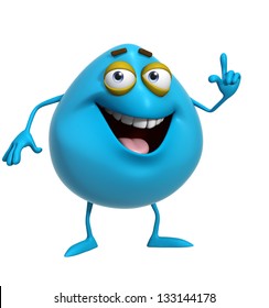 3d Cartoon Cute Blue Monster