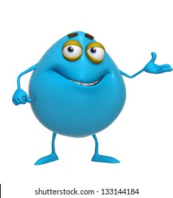 3d Cartoon Cute Blue Monster