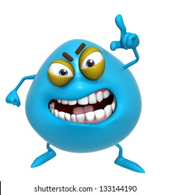 3d Cartoon Cute Blue Monster