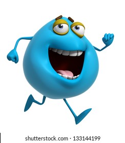 3d Cartoon Cute Blue Monster