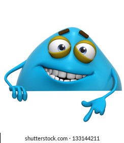 3d Cartoon Cute Blue Monster