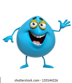 3d Cartoon Cute Blue Monster