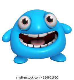 3d Cartoon Cute Blue Monster