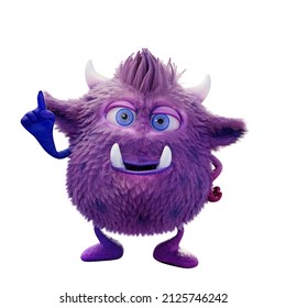 3d Cartoon Cute Furry Monster Expression Stock Illustration 2125746242 ...