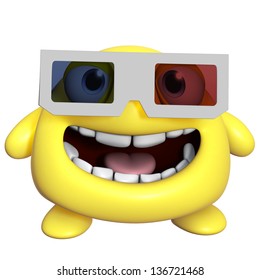 3d Cartoon Cute Yellow Monster