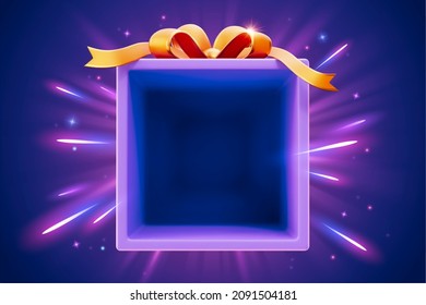 3d cartoon display present box showcase with glowing light decoration - Powered by Shutterstock