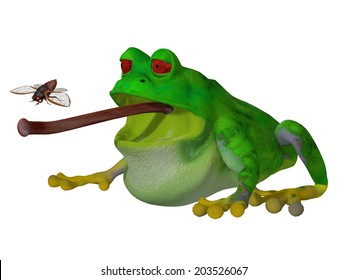 3d Cartoon Frog Catching Fly Stock Illustration 203526067 | Shutterstock