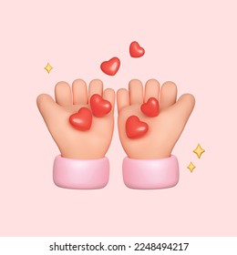 3D cartoon hand give red heart to another isolated on pink background with clipping path. Social media concept. 3d render illustration. - Powered by Shutterstock