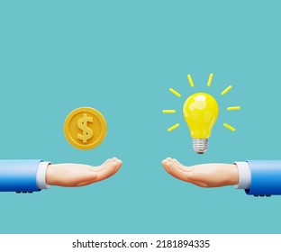 3d Cartoon Hand Paying Money For Lightbulb. Good Idea And Business Susccess Creative Concept. 3d Illustration.jpg