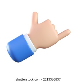 3d Cartoon Hands Making Phone Call Gesture, Business Hand With Call You Back Sign 3d Rendering