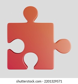 3D cartoon illustration puzzle piece missing piece puzzle icon white isolated background  With studio lighting   gradient colourful texture  3D rendering