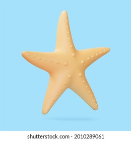 3d Cartoon Illustration Of Star Fish. Suitable For Beach Activity And Summer Icon.