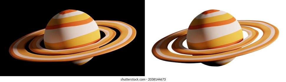 3d Cartoon Planet Saturn. Planet With Rings. 3d Illustration. 3d Render