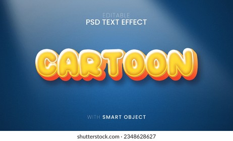 3D cartoon PSD text effect with blue background and light