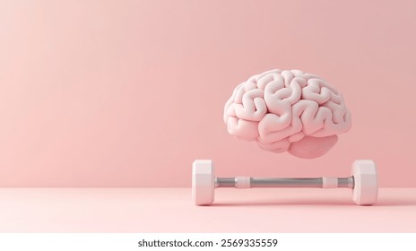 3D cartoon rendering of a human brain lifting weights on a pastel background. --chaos 30 --ar 16:9 --v 6.1 Job ID: 47cd2e7e-3268-4c1b-8456-c0d2d505cedd