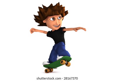 3D cartoon skateboarding boy