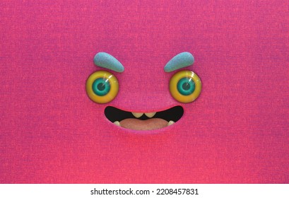 3D Cartoon Stylized Face Monster Cute Expressive Emotion Happy