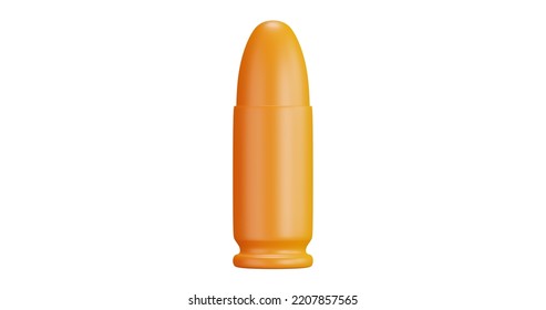 3D Cartoon User Interface Illustration Of A Bullet Or Projectile Icon On An Isolated Background. With Studio Lighting And A Gradient Colourful Texture. 3D Rendering