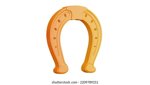 3D Cartoon User Interface Illustration Of A Horse Shoe Icon On An Isolated Background. With Studio Lighting And A Gradient Colourful Texture. 3D Rendering