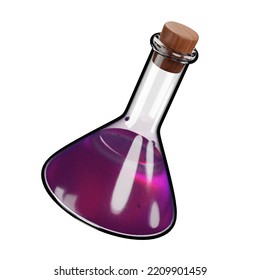 3D Cartoon User Interface Illustration Of A Lab Vial Icon On An Isolated Background. With Studio Lighting And A Gradient Colourful Texture. 3D Rendering