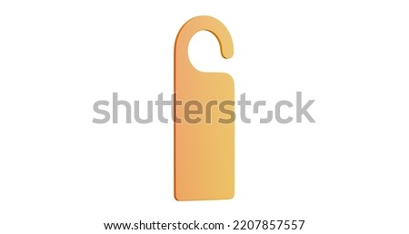 3D cartoon user interface illustration of a door hanger or door tag or do not disturb icon on an isolated background. With studio lighting and a gradient colourful texture. 3D rendering