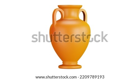 3D cartoon user interface illustration of a greek vase icon on an isolated background. With studio lighting and a gradient colourful texture. 3D rendering