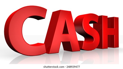 3D Cash Text On White Background