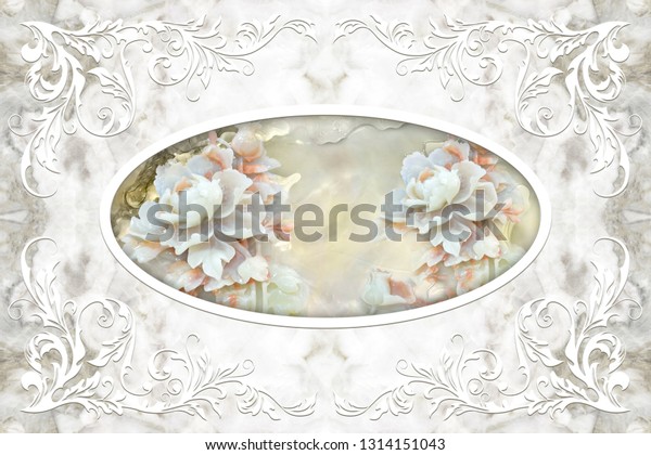 3d Ceiling Murals Wallpaper White Decor Stock Illustration 1314151043