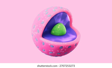 3D Cell Nucleus Structure Microscopic Scientific Background