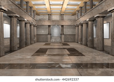 3d CG Illustration Of An Empty Classic Museum Interior