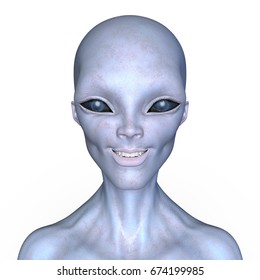 3D CG Rendering Of An Alien Face