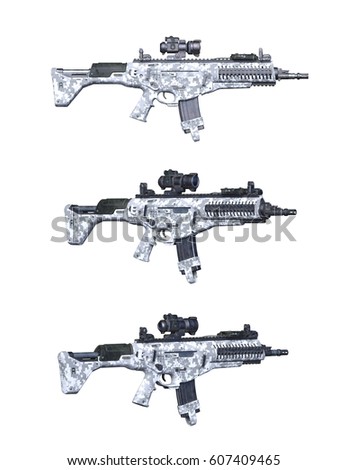 3D CG rendering of the assault rifle