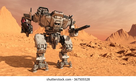 3D CG Rendering Of A Battle Robot