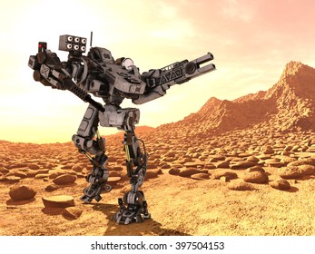 3D CG Rendering Of A Battle Robot