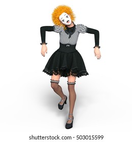 3D CG rendering of a clown makeup woman