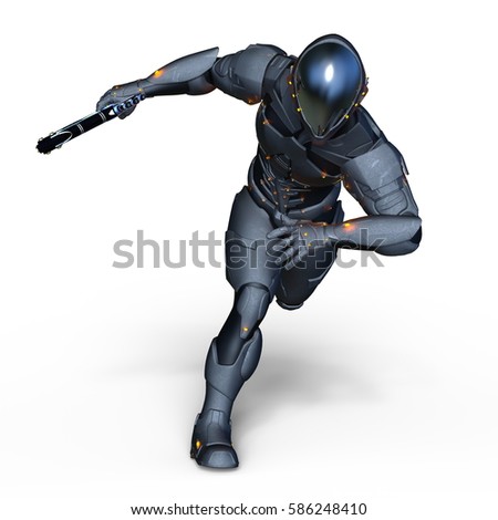 3D CG rendering of a cyborg
