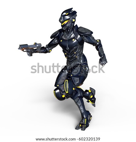 3D CG rendering of a cyborg